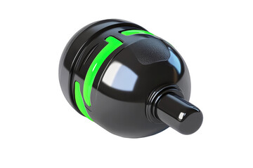Isolated 3D Illustration of a Black Grenade with Green Arrow Details