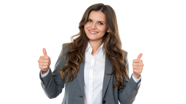 Smiling Businesswoman Showing Thumbs Up