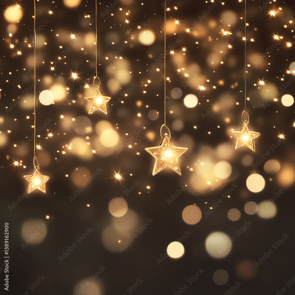 Aufkleber a beautiful display of shimmering stars and bokeh lights, creating a magical and festive atmosphere 