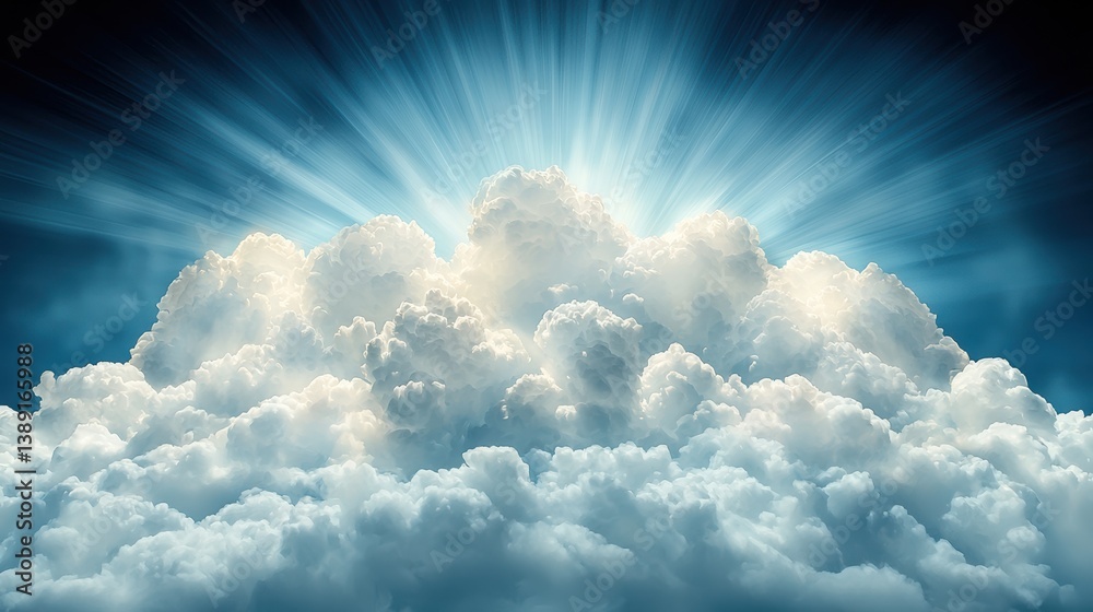 Aufkleber a breathtaking view of radiant sunlight piercing through fluffy clouds, creating a stunning display 