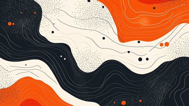 Abstract painting with organic shapes, fluid lines and playful color scheme