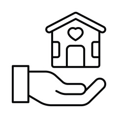 Women's shelter vector outline icon. EPS 10 file
