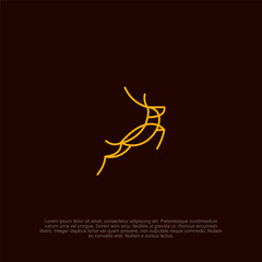 Abstract depiction of a deer with dynamic, golden lines against a somber brown canvas, radiating an understated elegance perfect for innovative design work or understated concepts