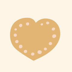 Heart cookie Illustration. Flat hand drawn vector graphic design.