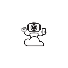 Fototapeta premium Vector illustration of logo smart robot with camera, smartphone. Vector logo illustations.