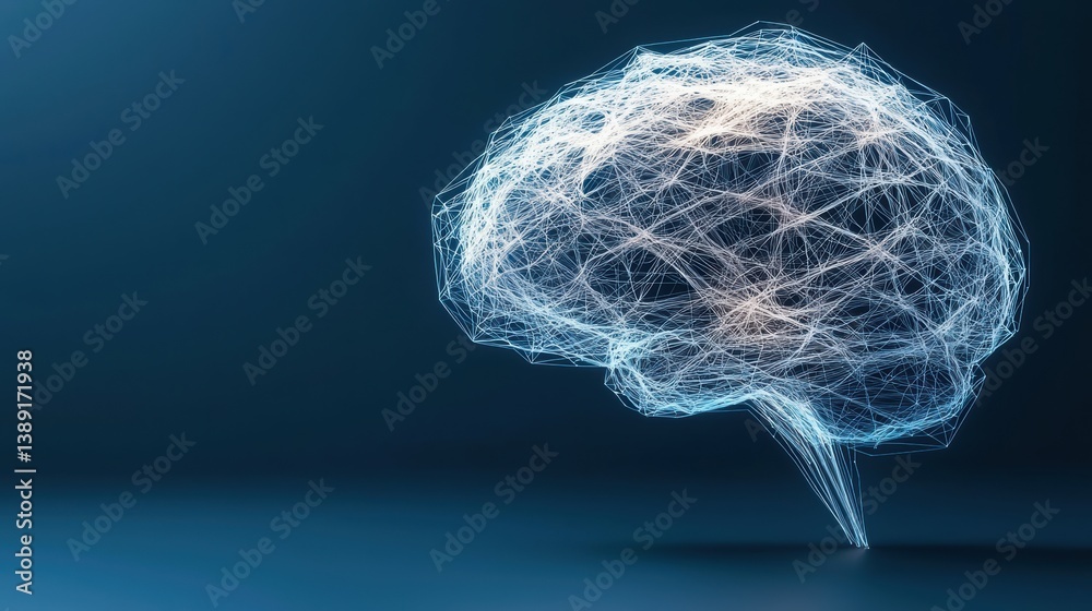 Poster A conceptual representation of the human brain with interconnected neural networks, symbolizing cognition and intelligence.