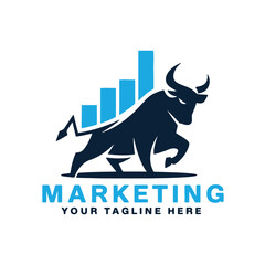 Bull Finance Logo Design Vector, Bull Finance Silhouette 