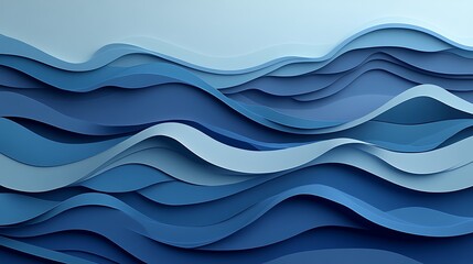 Fototapeta premium Abstract layered blue wave background.