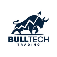 Bull Finance Logo Design Vector, Bull Finance Silhouette 