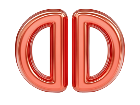 Glossy 3D Red Letter D Isolated Design Element on Transparent Background