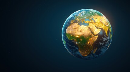Fototapeta premium A detailed view of Earth showcasing its vibrant landscapes and natural elements, emphasizing environmental beauty and diversity.