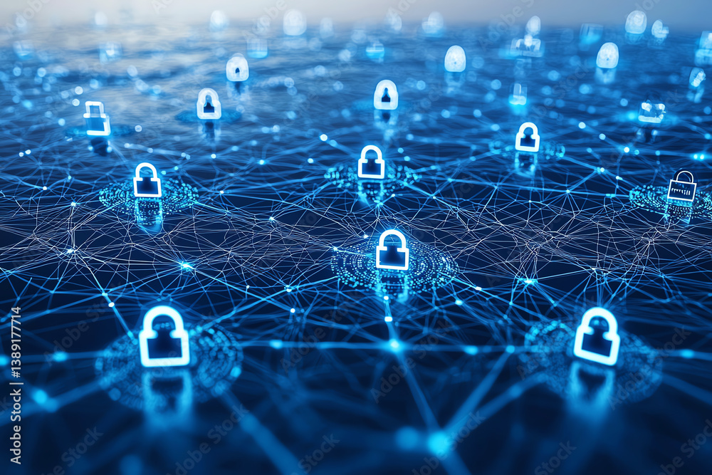 Aufkleber a digital representation showcasing secure connections with lock icons, highlighting the importance 