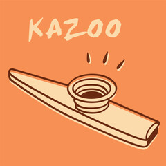 Vector illustration of a vintage-style kazoo on a orange background, perfect for musical projects, retro graphics, and content related to folk music
