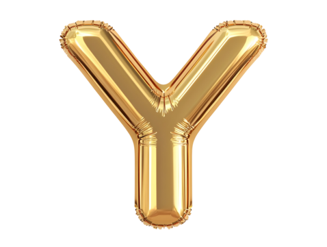 Isolated Golden Balloon Y Letter Celebration Illustration With Transparent Background