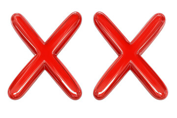 Obraz premium Isolated Illustration Of Two Red Glossy Cross Marks On Transparent Background