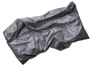 Isolated Black Crumpled Paper Sheet Texture Abstract Background