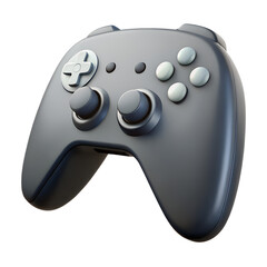 Realistic black console game controller. 3d rendering isolated on white background. Cartoon plastic style icon