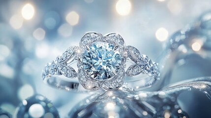 Fototapeta premium Floral design diamond ring