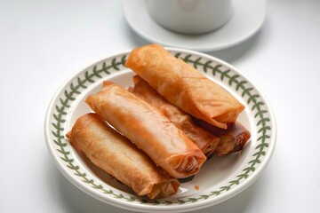 Fried spring rolls or Popiah Goreng, crispy fried spring roll filled with vegetables, meat or prawns, offering a crunchy delight. Usually served for breakfast or afternoon tea.