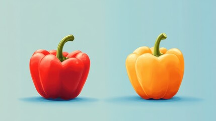Simple and minimalistic mobile wallpaper featuring one red and one yellow bell pepper, with a clean solid color background and a text space