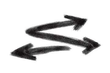 Isolated Chalk Drawn Zigzag Arrow Illustration On Black Background