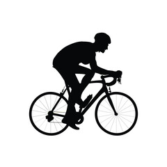 Racer on Cycle Silhouette with White Background
