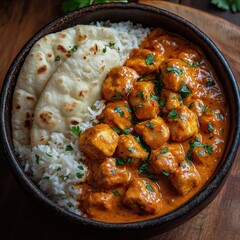 Indian butter paneer with naan bread