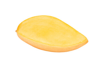 slice of ripe mango on white