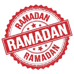 RAMADAN text on red round stamp sign