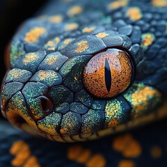 Close-up of colorful snake with textured scales