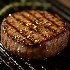 Grilled beef steak with pepper and salt