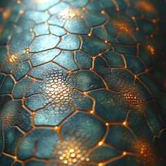 Shiny teal snakeskin texture