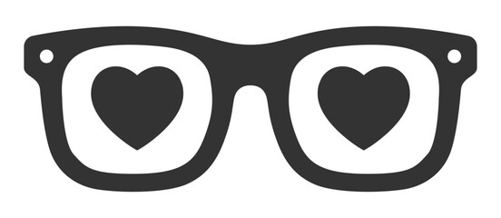 Eyeglasses with heart-shaped lenses vector icon design.