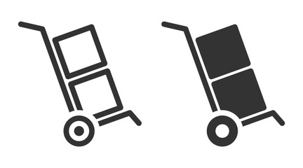 Hand trolley with cargo boxes in outline and solid styles.