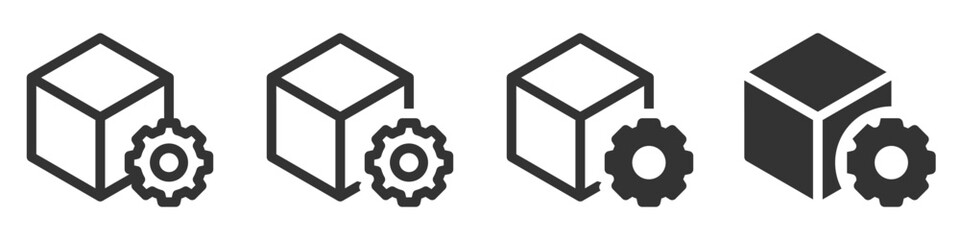 Obraz premium Cubic box with gear wheel icons for process or system design.