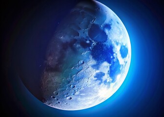 Daylight Sky with Three-Quarter Moon: Celestial Phenomenon Stock Photo