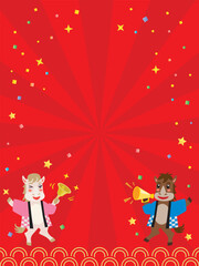 午年セールのかわいい馬のスタッフの背景