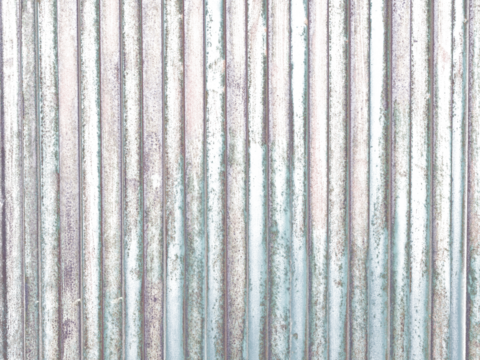 Old garage door, abstract background overlay with the structure of an old corrugated metal gate. Transparent background, PNG.
