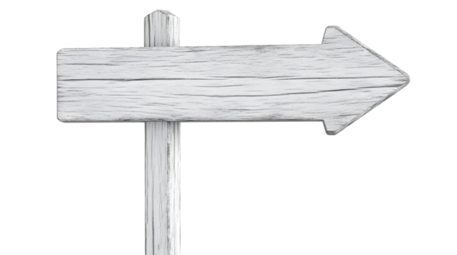 Isolated White Wooden Arrow Sign With Transparent Background Illustration