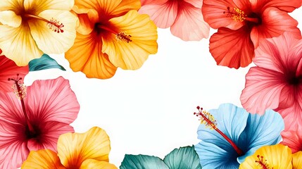 This hibiscus flower frame template is perfect for invitations and creative projects.