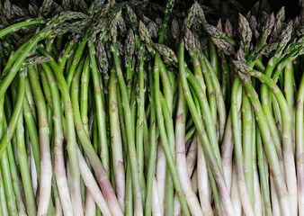 Asparagus close up background top view