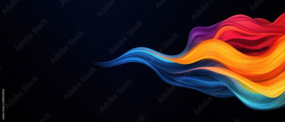 Wall mural abstract colorful flowing wave on dark background modern vibrant gradient design with smooth lines f
