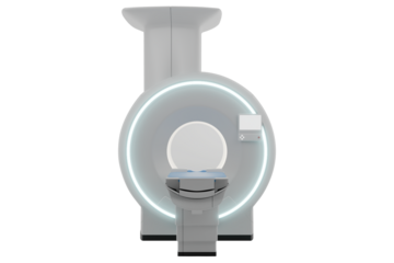 MRI machine isolated white background, 3D rendering.