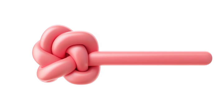 Pink 3D Knot Illustration with Soft Shadow on Isolated Transparent Background