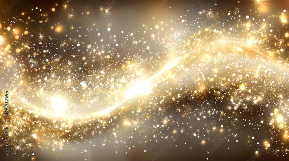 Poster a stunning cosmic background filled with shimmering stars and particles, evoking a sense of wonder a
