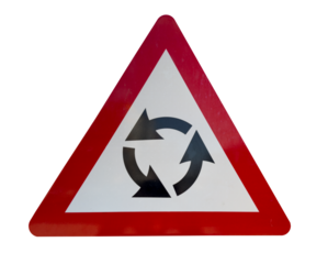 Roundabout ahead road sign