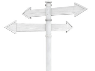 Obraz premium Isolated Wooden Signpost Illustration With White Arrows On Black Background