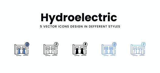Hydroelectric  vector icons set stock illustration