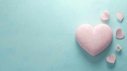 Heart Shaped Bath Bomb on a Pastel Background with Small Hearts