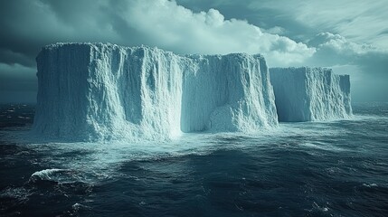 Icebergs in stormy sea